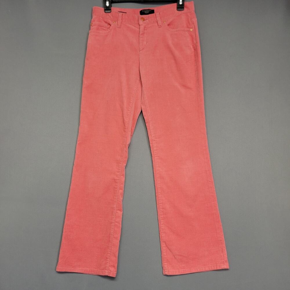 Talbots Corduroys Womens 4 Petite Coral Pink Signature Boot Cut Pockets Stretch